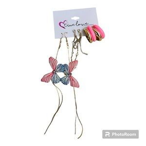 True Love accescaries Pink valentine butterfly Earring Set